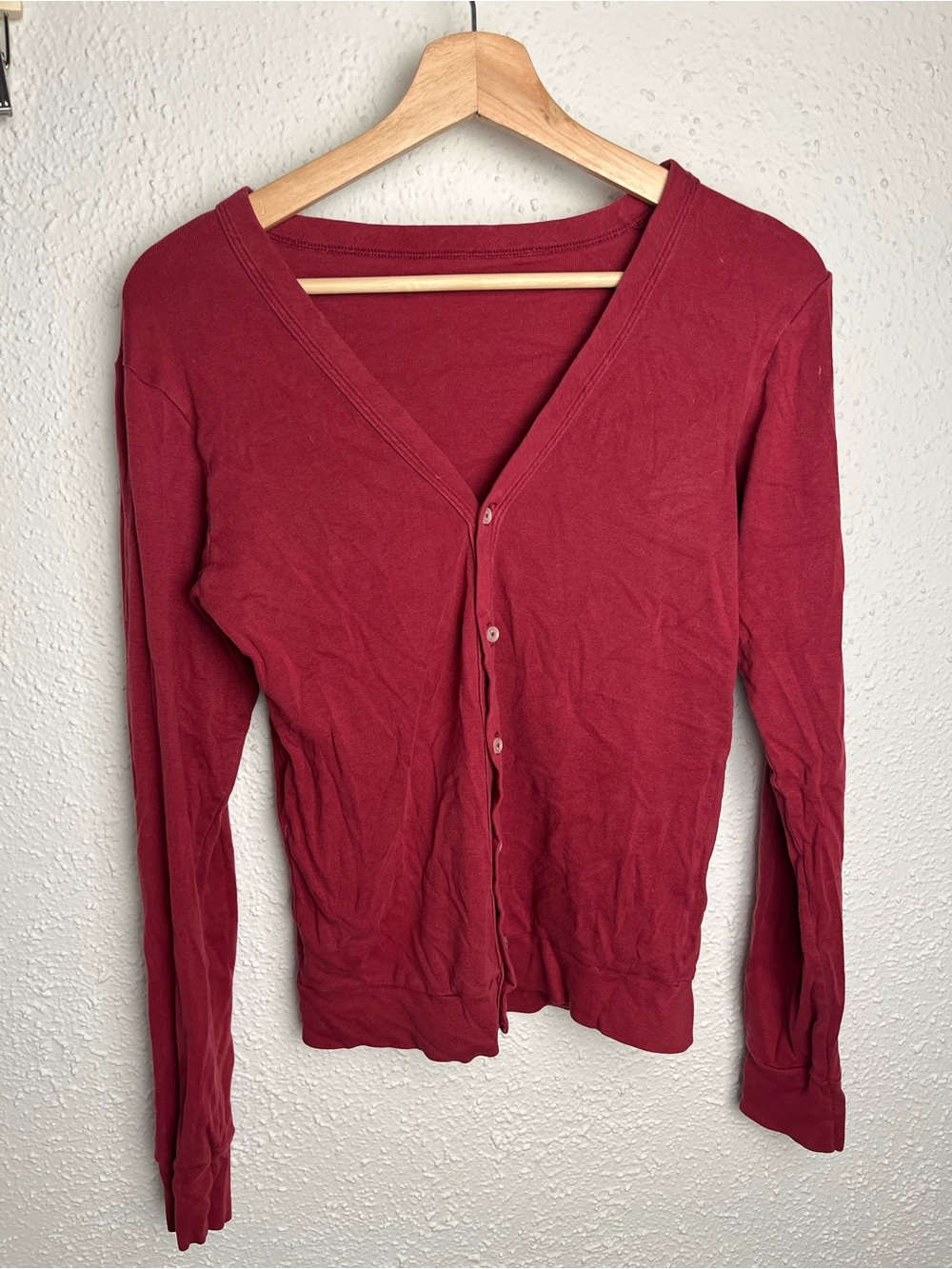 American Apparel Deep Red V-Neck Button Cardigan